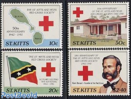 Saint Kitts/Nevis 1992 Red Cross 4v, Mint NH, Health - History - Various - Red Cross - Flags - Maps - Cruz Roja