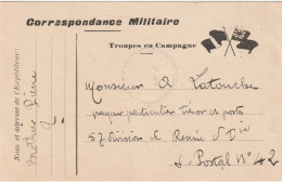 Carte " Troupes En Campagne " Aux 2 Drapeaux. - WW I