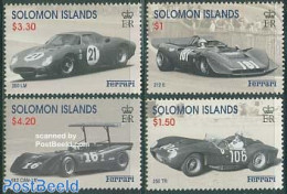Solomon Islands 1999 Ferrari 4v, Mint NH, Sport - Transport - Autosports - Automobiles - Ferrari - Auto's