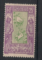 SPM - 1932-33 - N°YT. 143 - Carte 25c Violet Et Vert - Neuf Luxe ** / MNH / Postfrisch - Unused Stamps
