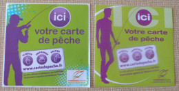 LOT DE 2 AUTOCOLLANTS "ICI VOTRE CARTE DE PECHE" - Stickers