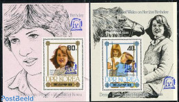 Korea, North 1982 Birth Of Prince William 2 S/s (blue Overprints), Mint NH, History - Nature - Charles & Diana - Kings.. - Koniklijke Families