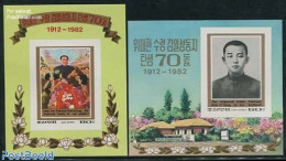 Korea, North 1982 Kim Il Sung 70th Birthday 2 S/s, Imperforated, Mint NH, History - Politicians - Korea, North