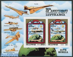 Korea, North 1980 First Lufthansa Post-war Flight M/s, Imperforated, Mint NH, History - Transport - Aircraft & Aviation - Airplanes