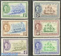 Belize/British Honduras 1949 St Georges Cay Battle 6v, Mint NH, Transport - Various - Ships And Boats - Maps - Schiffe