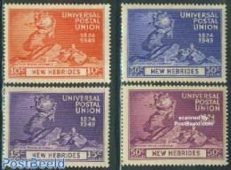 New Hebrides 1949 75 Years UPU 4v E, Unused (hinged), Transport - U.P.U. - Railways - Ships And Boats - Ungebraucht