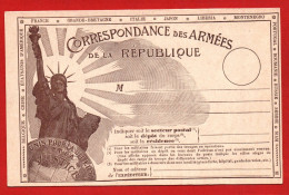 (RECTO / VERSO) CARTE - CORRESPONDANCE DES ARMEES DE LA REPUBLIQUE - SUPERBE AVEC STATUE DE LA LIBERTE - NON VOYAGEE - Cartas & Documentos