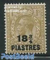 Great Britain 1921 Levant, 18.75pia On 1Sh, Stamp Out Of Set, Unused (hinged) - Ongebruikt