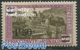 Monaco 1928 1.50Fr On 2Fr, Stamp Out Of Set, Mint NH, Art - Castles & Fortifications - Unused Stamps