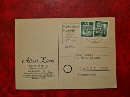 Lettre Allemagne 1962 CARTE ENTETE ALBERT KURBI BERLIN STEGLITZ FLAMME NACHTLUFTPOST - Autres & Non Classés