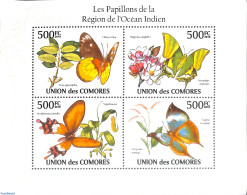 Comoros 2010 Butterflies 4v M/s, Mint NH, Nature - Butterflies - Comoros