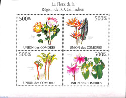 Comoros 2010 Flowers 4v M/s, Mint NH, Nature - Flowers & Plants - Comores (1975-...)