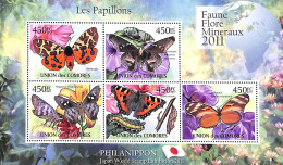 Comoros 2011 Butterflies 5v M/s, Mint NH, Nature - Butterflies - Komoren (1975-...)