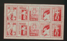 Belgique Feuille De 10 Vignettes  1946 Mission  MNH XX - Other & Unclassified