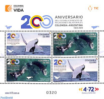 Colombia 2023 Diplomatic Relations With Argentina S/s, Mint NH, Nature - Sea Mammals - Colombie
