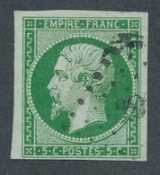 BM-54: FRANCE:  N° 12c Vert Foncé Sur Vert  Obl  Signé Brun - 1853-1860 Napoleon III