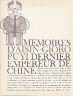 129163CL/ Autobiographie D'AISIN GIORO PUYI, Dernier Empereur De Chine, Parue En Encart Du Magazine *Lui* En 1968 - Biografía