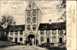 CPA Rot An Der Rot In Württemberg, Rathaus, Evangelische Schule - Other & Unclassified