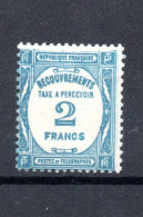 Frankreich 1927 P 61 Portomarke 2 Franc Mit Aufdruck Ungebraucht/MLH - 1859-1959 Nuovi