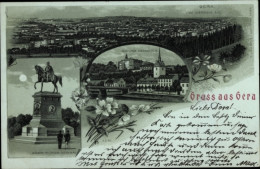 Clair De Lune Lithographie Gera In Thüringen, Schloss Osterstein, Kaiser Wilhelm Denkmal, Panorama - Other & Unclassified