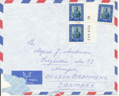 Jordan Air Mail Cover Sent To Denmark 1977 ? No Postmark On The Stamps (sent From UNRWA Temp H.Q.) Cover Damaged In The - Jordanie