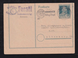 All. Besetzung 1947 Postkarte Ganzsache 12Pf Verschnitten NÜRNBERG X ALTENBURG - Cartas & Documentos