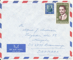 Jordan Air Mail Cover Sent To Denmark 1977 ? No Postmark On The Stamps (sent From UNRWA Temp H.Q.) - Jordanië