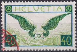 1933 Flugpost Schweiz ⵙ Zum:CH F15z, Mi:CH 234z,Yt:CH.PA14a, Roter Stempel, Brief Mit Flügeln - Used Stamps