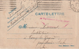 Carte-lettre En FM - Griffe " Le Vaguemestre Hôpital Carnot"   DIJON. - Guerre De 1914-18