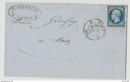 RARETE Obli Roulette D'étoiles Sur Lettre Sur N°14A TBE Luxe - 1853-1860 Napoleon III