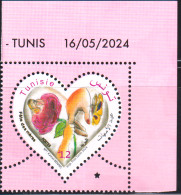 2024-Tunisie- Fête Des Mères -Femme- Enfant- Rose- Papillon- Mains- Série Complète 1V Coin Daté -.MNH****** - Tunesien (1956-...)