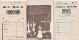 Saint Laurent Lès Mâcon (01 Ain) Carte Photo De La Boucherie Descombes Et Factures 1910 Et 1920 Après Repreneurs - Bœufs - Ohne Zuordnung