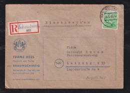 All. Besetzung 1948 Einschreiben Brief 84Pf EF BRAUNSCHWEIG X LEIPZIG Druckerei Hess Werbung - Lettres & Documents