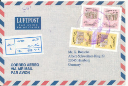 Jordan Registered Air Mail Cover Sent To Germany 15-5-2001 One Of The Stamps Is Damaged - Jordania