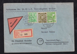 All. Besetzung 1948 Einschreiben Nachnahme Brief 124Pf LORCH X LANDSHUT - Storia Postale