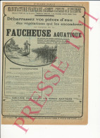 Publicité 1911 Faucheuse Aquatique Cable-Scie Thème Entretien étang Rivière Faucardement Faucardeuse Plantes Aquatiques - Publicités