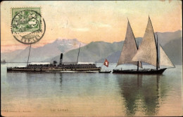 CPA Lac Leman Schweiz, Salondampfer La Suisse, Segelboot - Otros & Sin Clasificación