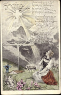 Gedicht CPA Schweiz, Frau In Tracht, Gebirge - Autres & Non Classés