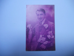 THEMES HOMME CARTE ANCIENNE DE COULEUR  ROSE  PC PARIS N°2687  HOMME TENANT UN  POISSON EPUISETTE FLEURS //TBE - Photographie