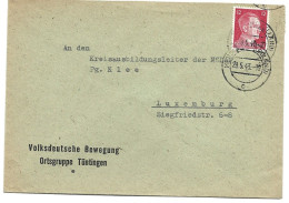 Brief Von Der Volksdeutschen Bewegung Tüntingen Nach Luxemburg - 1940-1944 Deutsche Besatzung