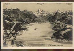 11294702 Vierwaldstaettersee SZ Zeichnung Gebirge Brunnen - Sonstige & Ohne Zuordnung