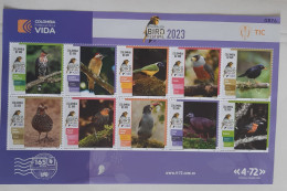 C) 2023. COLOMBIA, RISARALDA FESTIVAL MULTIPLE STAMPS OF TYPICAL BIRDS OF THE REGION. XF - Colombie