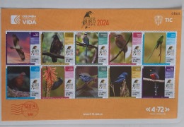 C) 2024. COLOMBIA, RISARALDA FESTIVAL MULTIPLE STAMPS OF TYPICAL BIRDS OF THE REGION. XF - Colombia