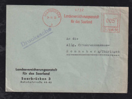 Saarland Saar 1950 AFS Freistempler Meter Drucksache SAARBRÜCKEN X SONNEBERG Landesversicherungsanstalt - Brieven En Documenten