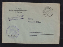 Saarland Saar 1951 Brief Postsache SAARBRÜCKEN X NOHFELDEN - Cartas & Documentos