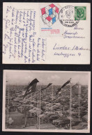 BRD Bund 1951 Postkarte Bauausstellung CONTRUCTA HANNOVER X LINDAU Vignette + Parkplatz + Autos - Briefe U. Dokumente