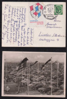 BRD Bund 1951 Postkarte Bauausstellung CONTRUCTA HANNOVER X LINDAU Vignette + Parkplatz + Autos - Cartas & Documentos