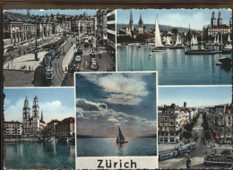 11294579 Zuerich Strassenbahnen Segelboote See Zuerich - Sonstige & Ohne Zuordnung