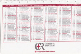 Calendarietto - Cr Trieste Banca - Gruppo Unicredito Italiano - Anno 2001 - Petit Format : 2001-...