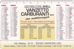 Calendarietto - Distributore Shell - Marcon - Venezia - Anno 2001 - Formato Piccolo : 2001-...